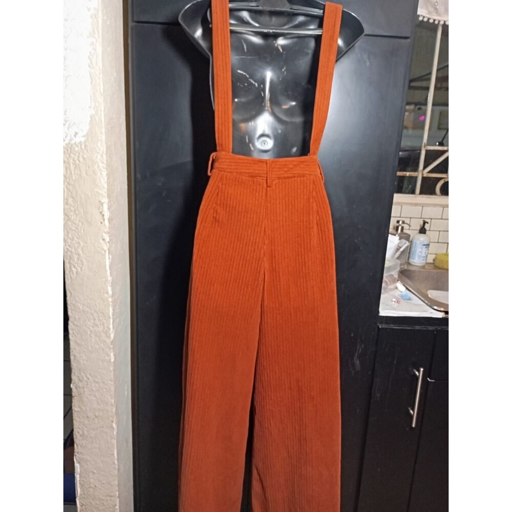 Cider Women's Small Corduroy Rust Brown Wide Leg Overalls Goth Granola Trending - Picture 2 of 11
